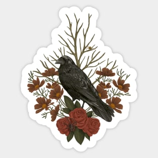 Dark Ravens, Roses & Spiders Sticker